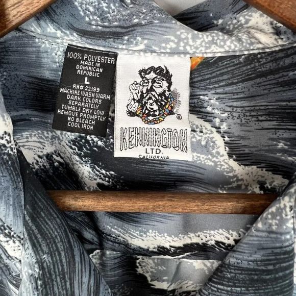 Kennington Ltd. Hawaiian Shirt Palm Trees Surfers Floral Tropical Bright Large - Picture 6 of 6